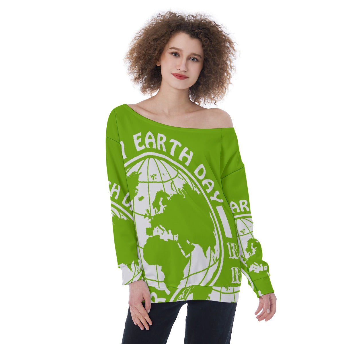 All-Over Print Oversized Women's Off-Shoulder Sweatshirt