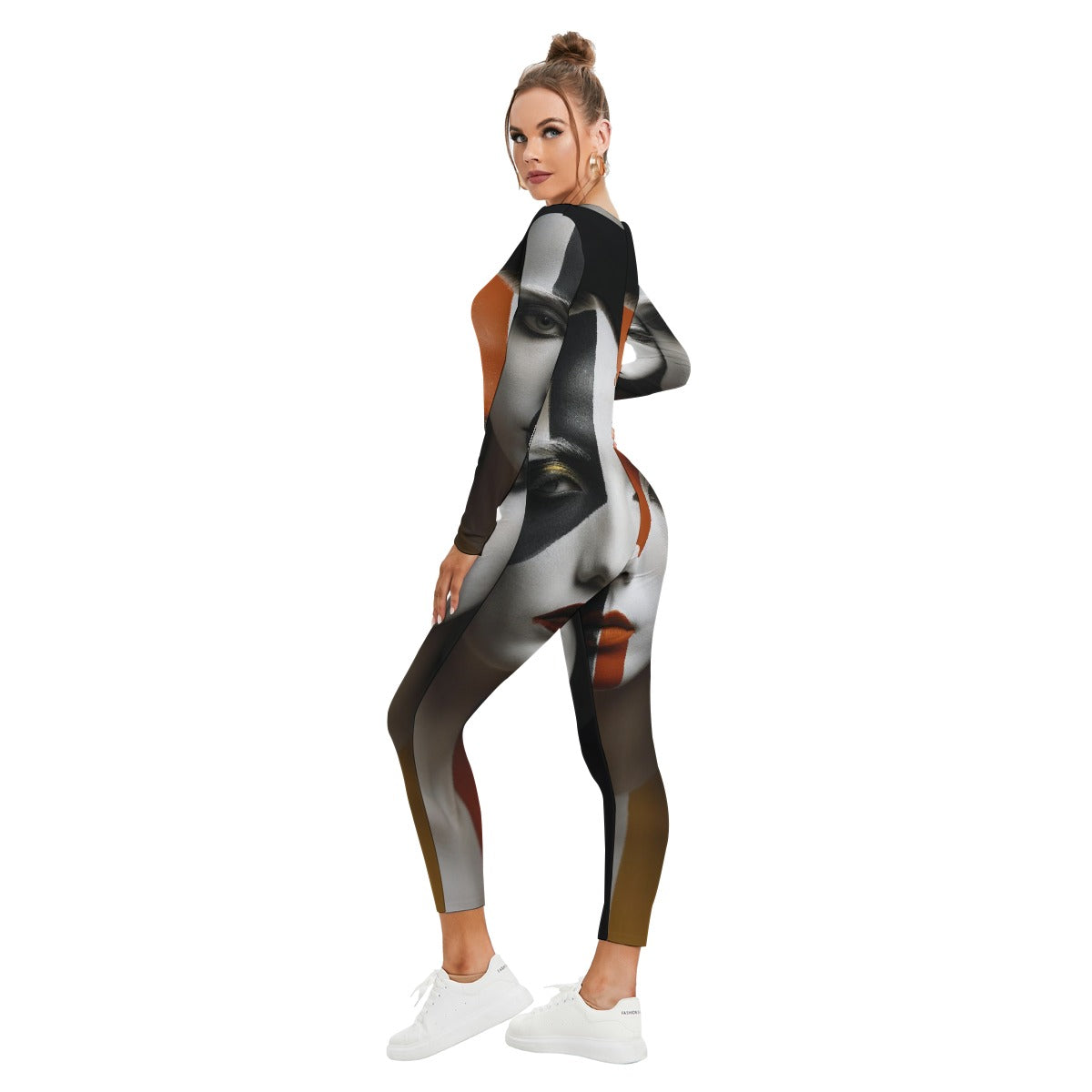 All-Over Print Women's Plunging Neck Jumpsuit