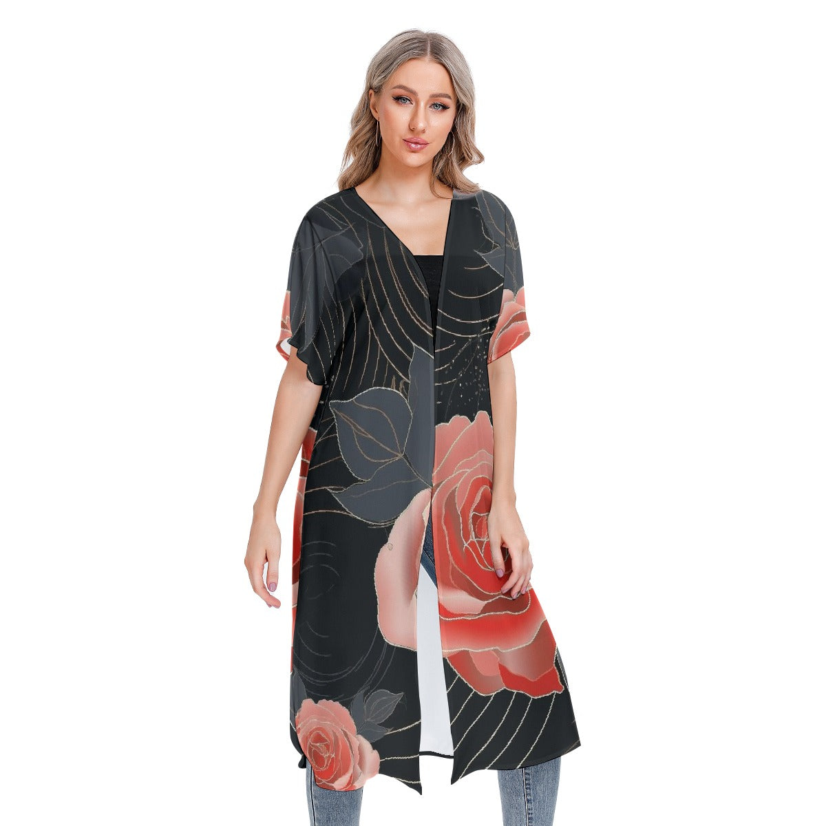 All-Over Print Women's Short Sleeve Cardigan