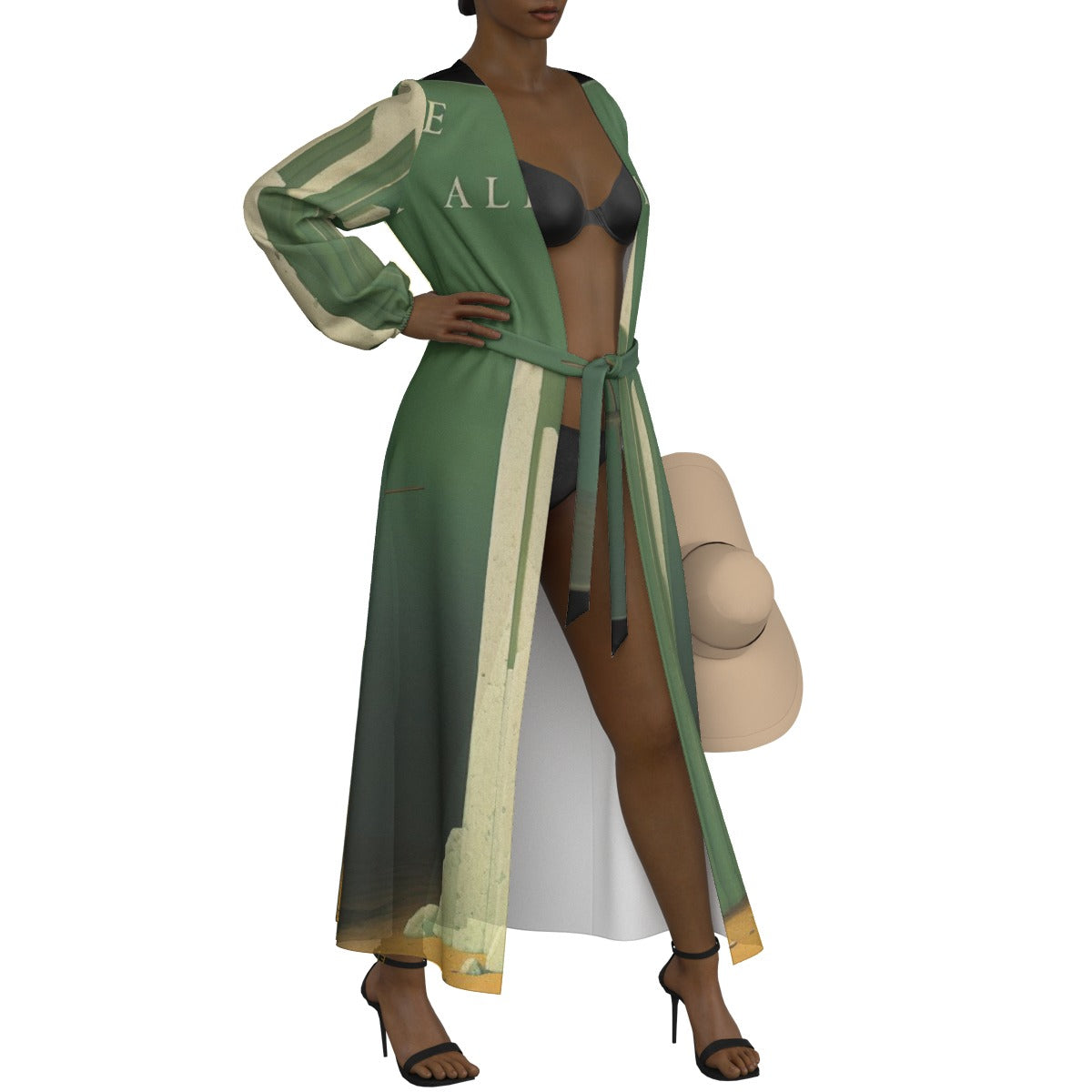 All-Over Print Women's Lace-up Chiffon Robe