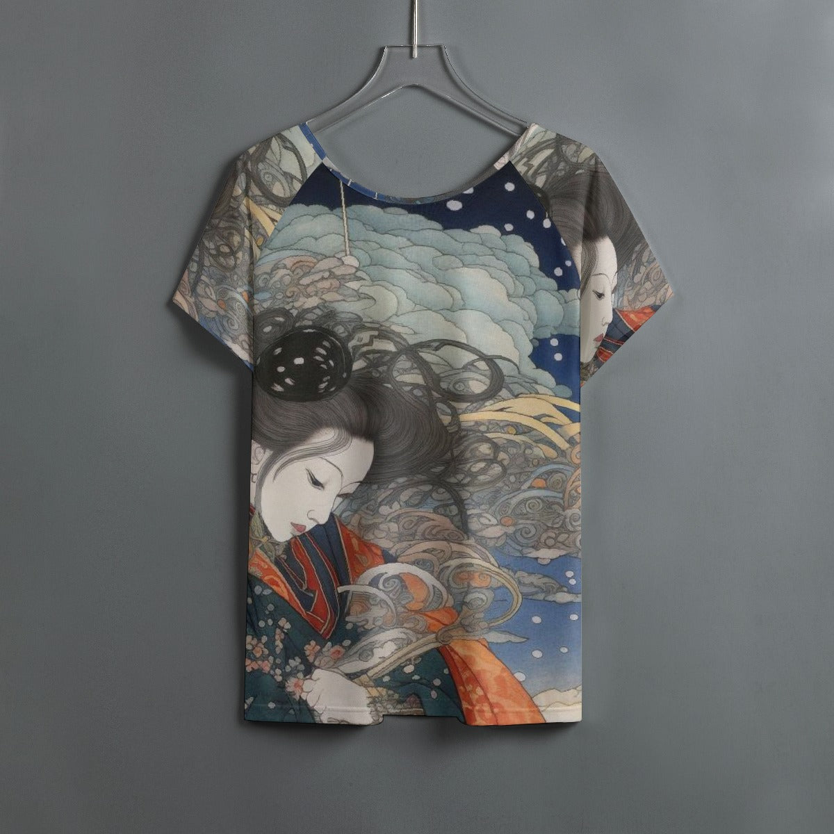 All-Over Print Women's Round Neck T-shirt With Raglan Sleeve