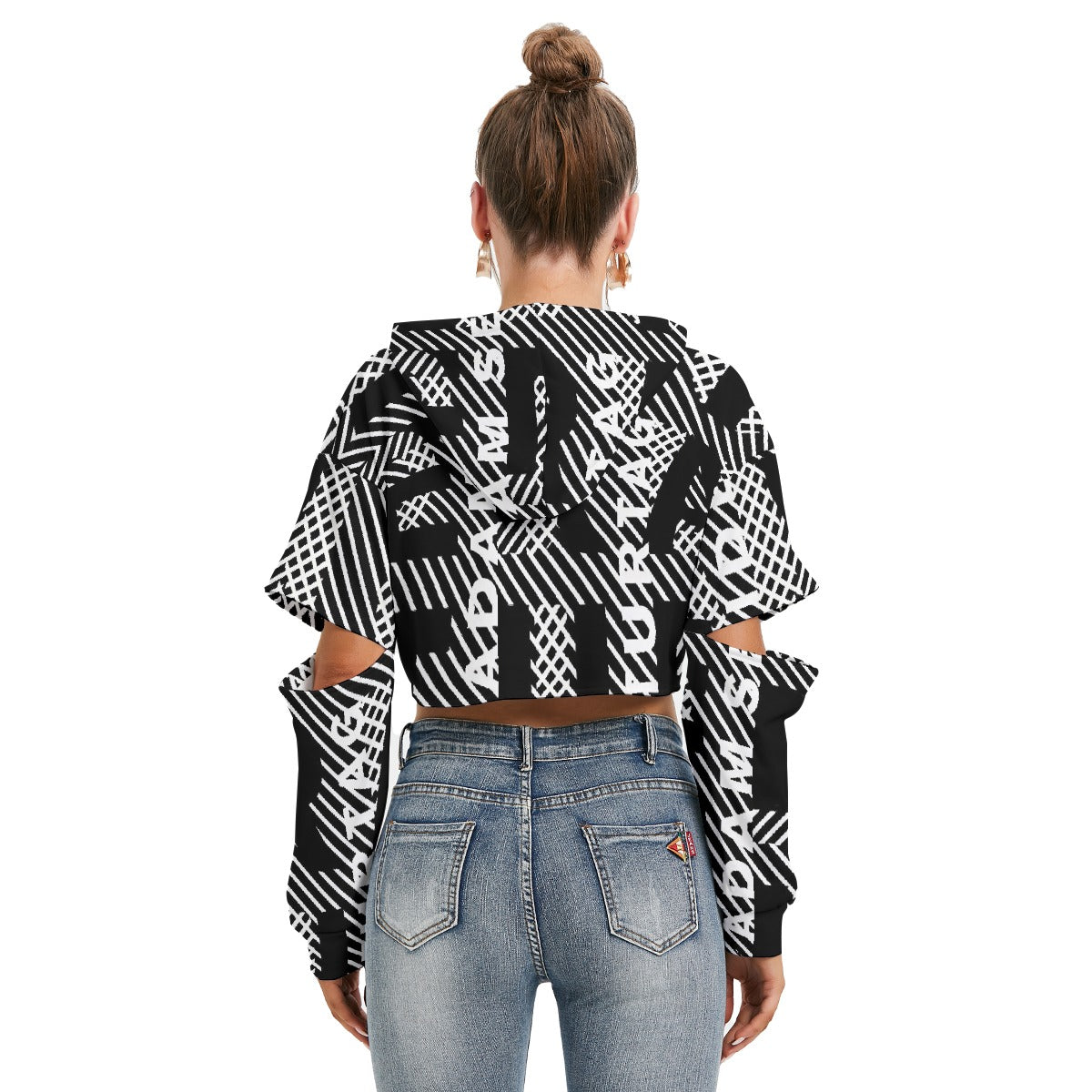 All-Over Print Women's Heavy Fleece Hoodie With Hollow Out Sleeve