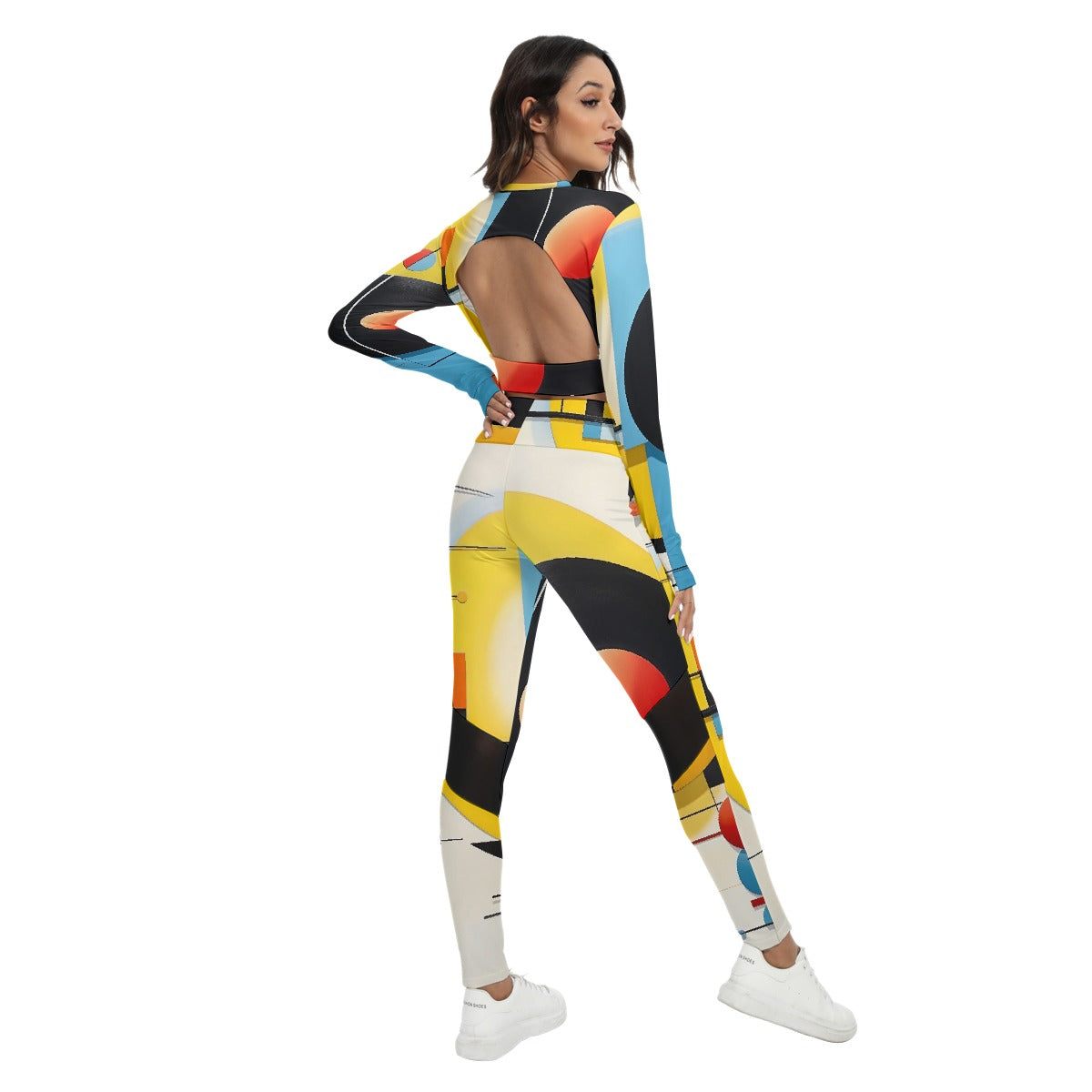 All-Over Print Women's Sport Set With Backless Top And Leggings