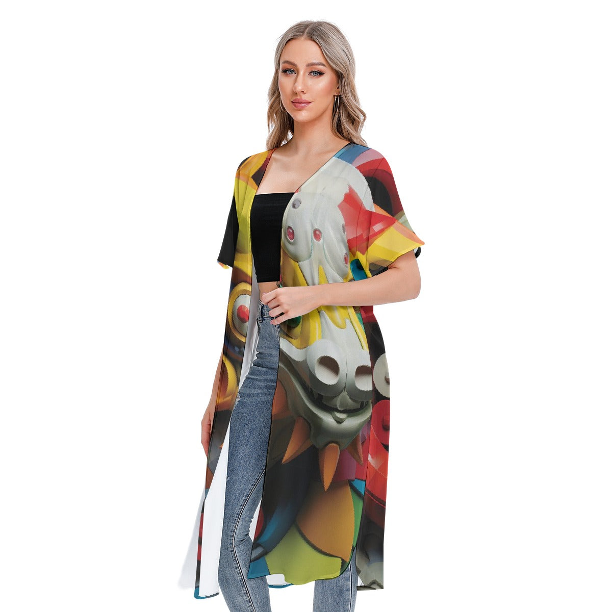 All-Over Print Women's Short Sleeve Cardigan