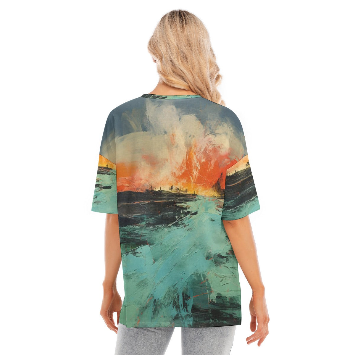 All-Over Print Women's Short Sleeves T-shirt With Hem Split