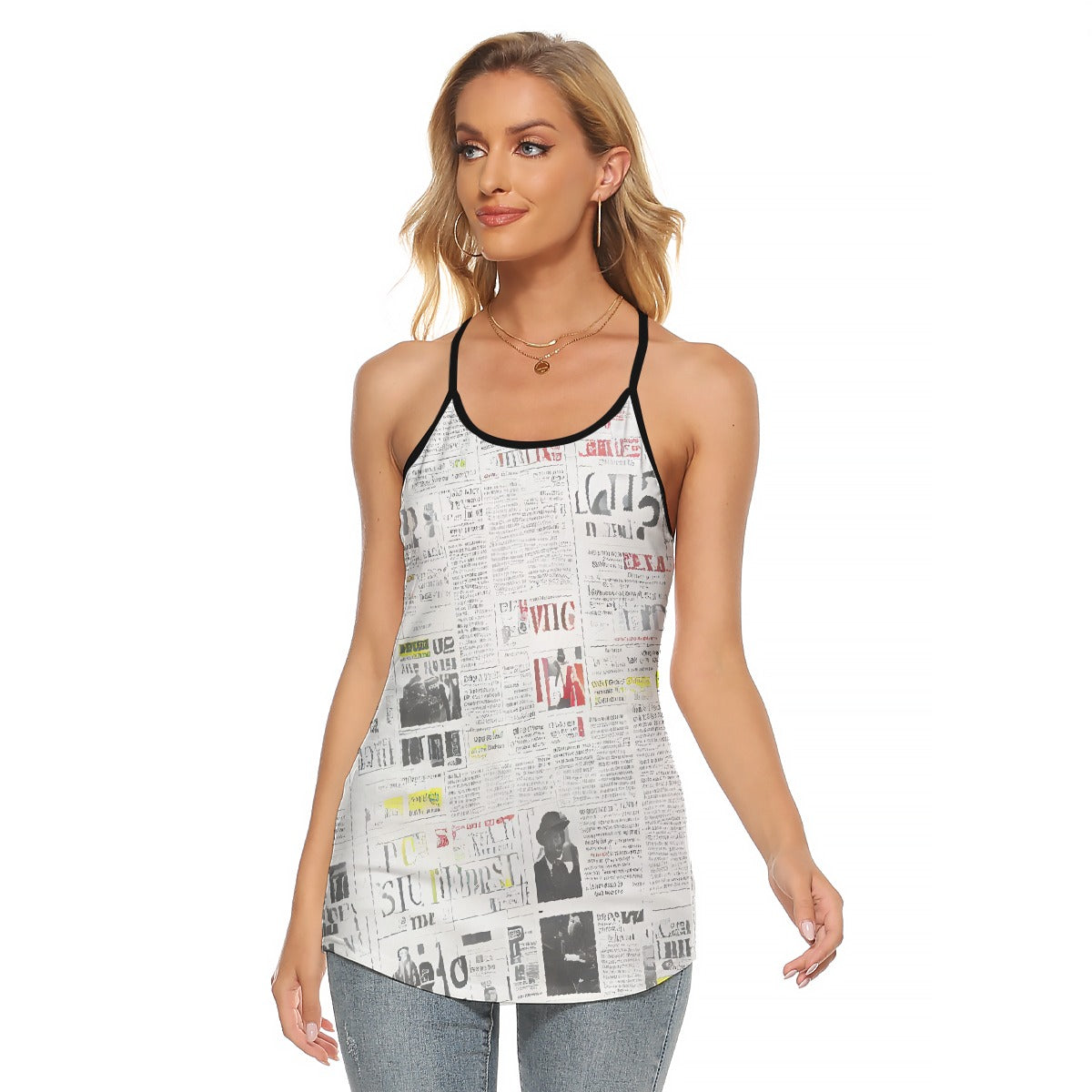 All-Over Print Women's Criss-Cross Open Back Tank Top