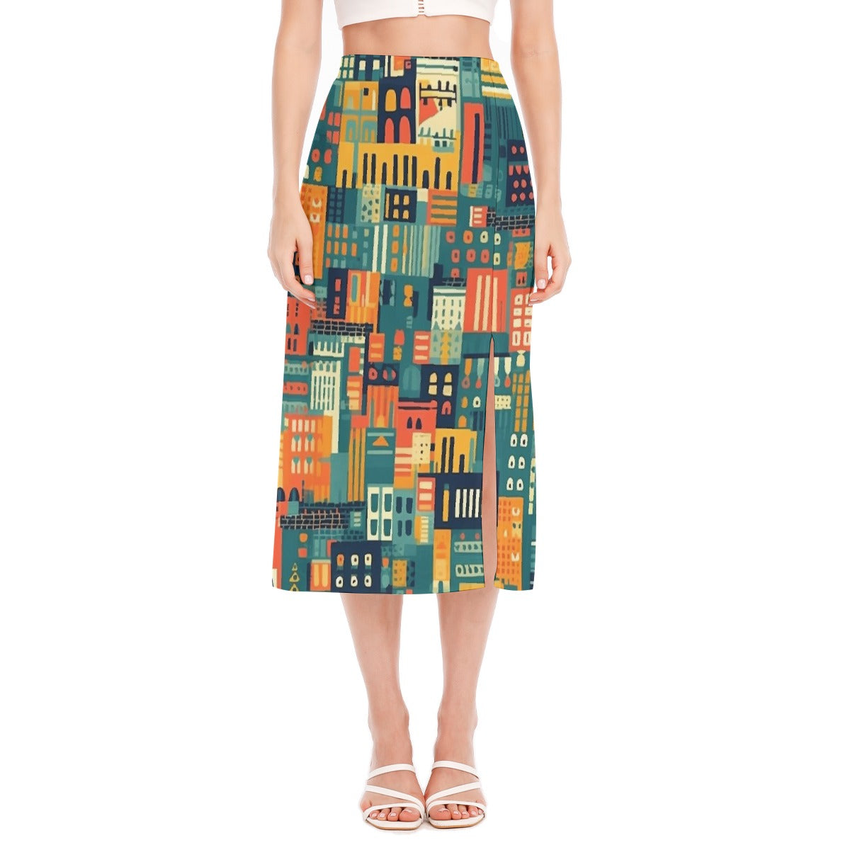 All-Over Print Women's High Slit Long Skirt