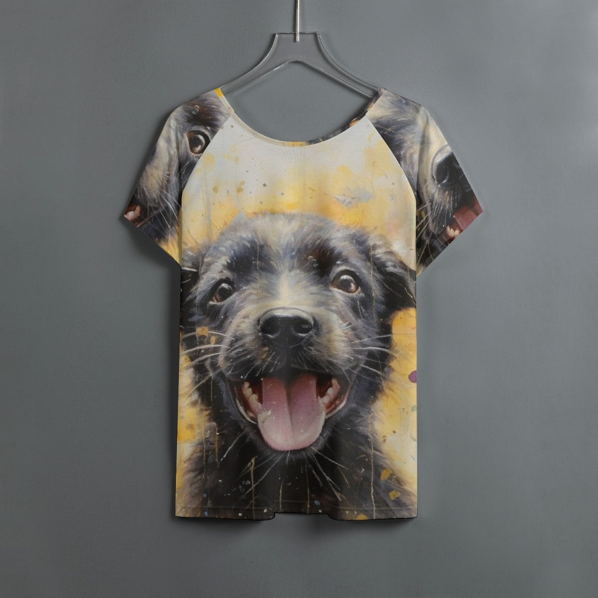 All-Over Print Women's Round Neck T-shirt With Raglan Sleeve