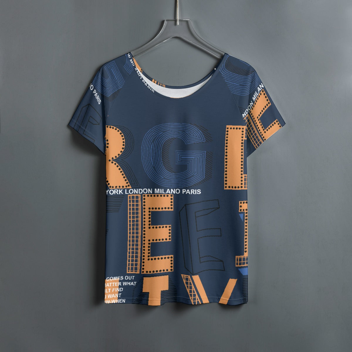 All-Over Print Women's Round Neck T-shirt With Raglan Sleeve
