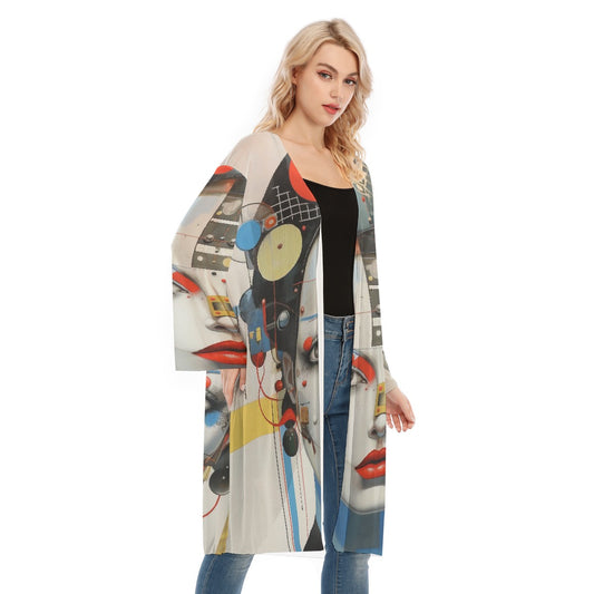 All- Over Print Women's Long Sleeve Mesh Cardigan