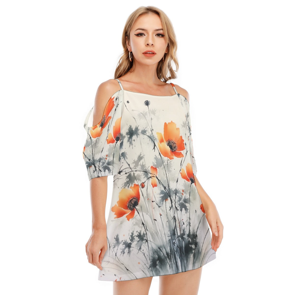 All-Over Print Women's Off-shoulder Cami Dress