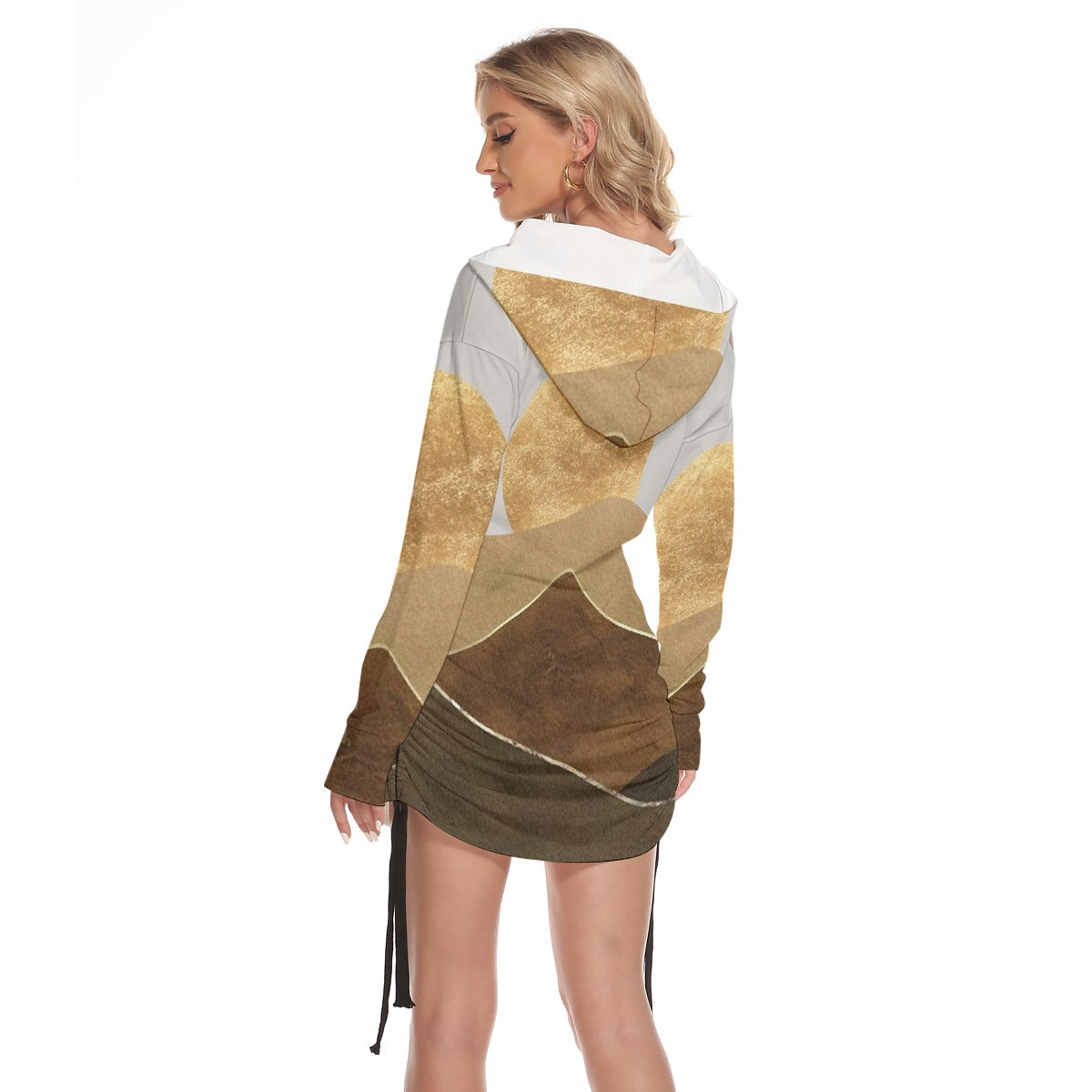 All-Over Print Women's One-shoulder Dress With Waist Shirring