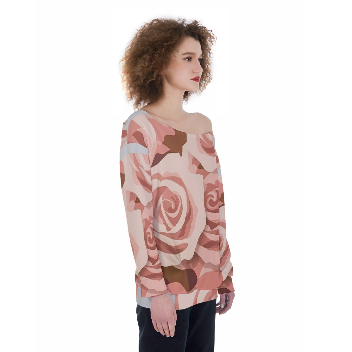 All-Over Print Oversized Women's Off-Shoulder Sweatshirt
