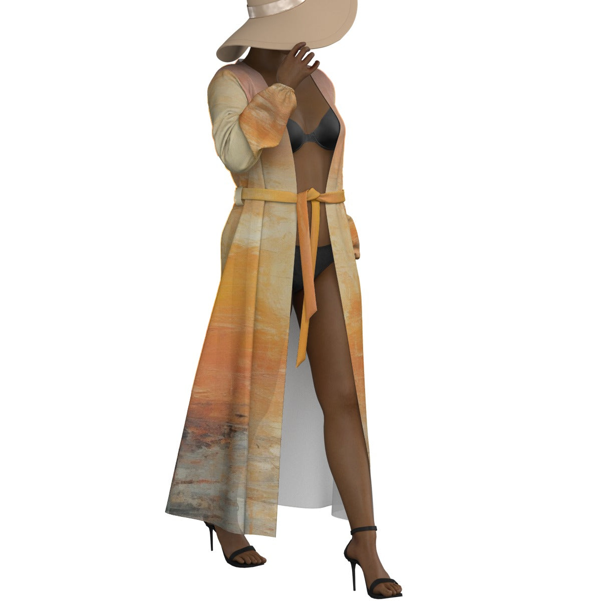 All-Over Print Women's Lace-up Chiffon Robe