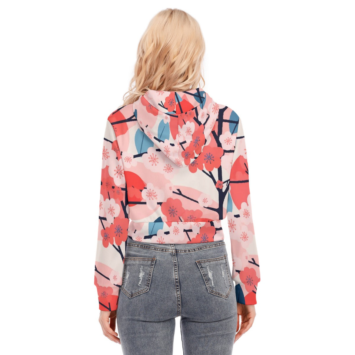 All-Over Print Women's Crop Top Hoodie With Zipper Closure