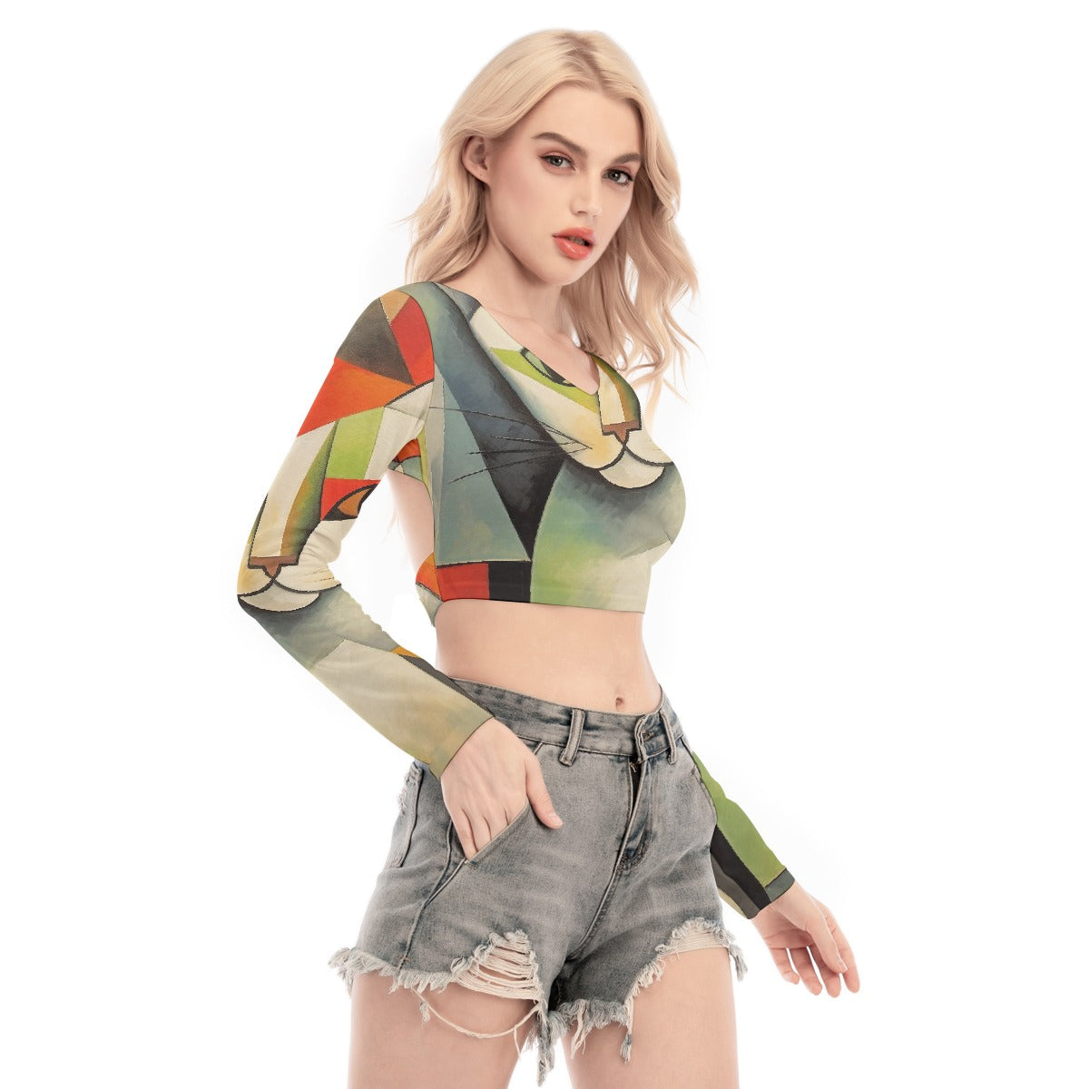 All-Over Print Women's Back Hollow T-shirt With Strap