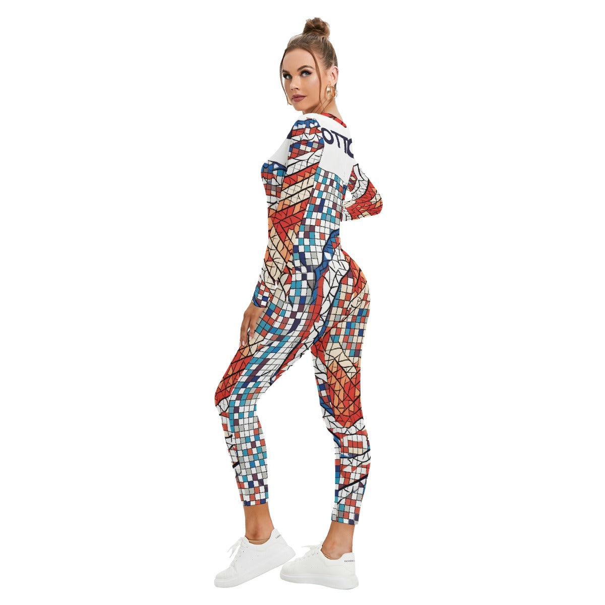 All-Over Print Women's Plunging Neck Jumpsuit
