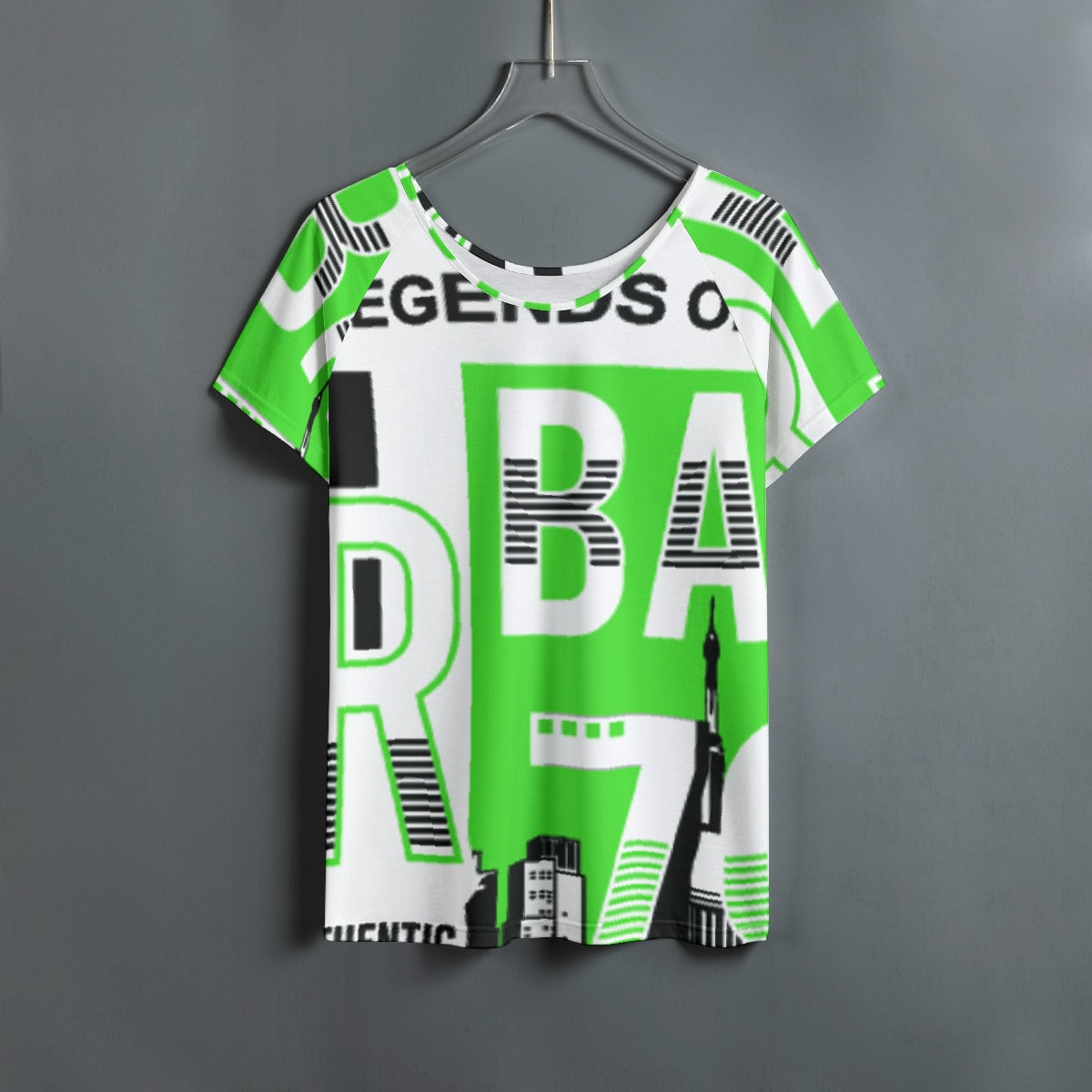 All-Over Print Women's Round Neck T-shirt With Raglan Sleeve