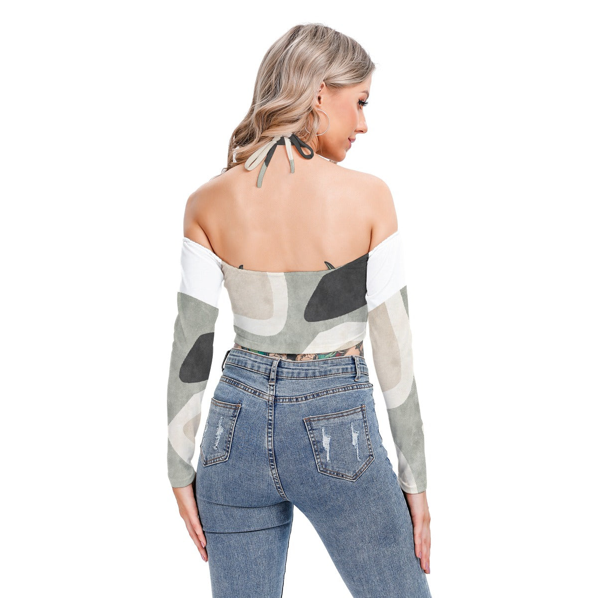All-Over Print Women's Halter Lace-up Top