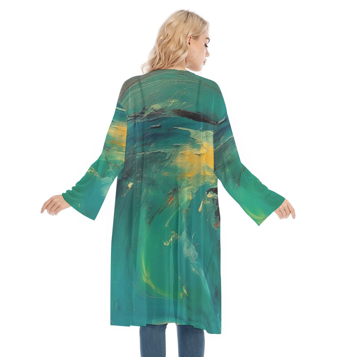 All- Over Print Women's Long Sleeve Mesh Cardigan