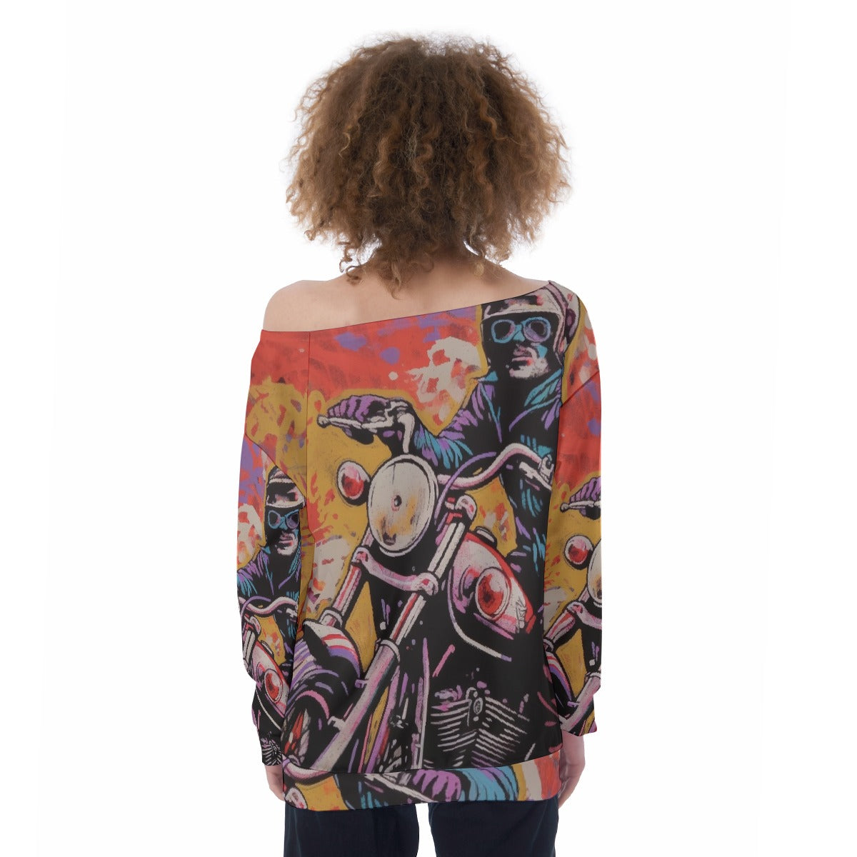 All-Over Print Oversized Women's Off-Shoulder Sweatshirt