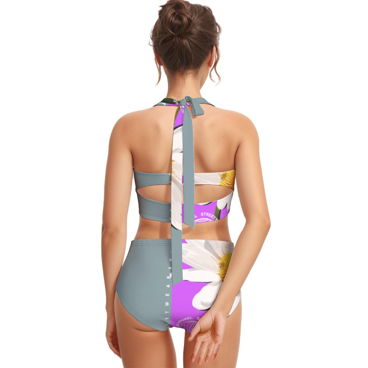 All-Over Print Women's Swimsuit Set With Halter