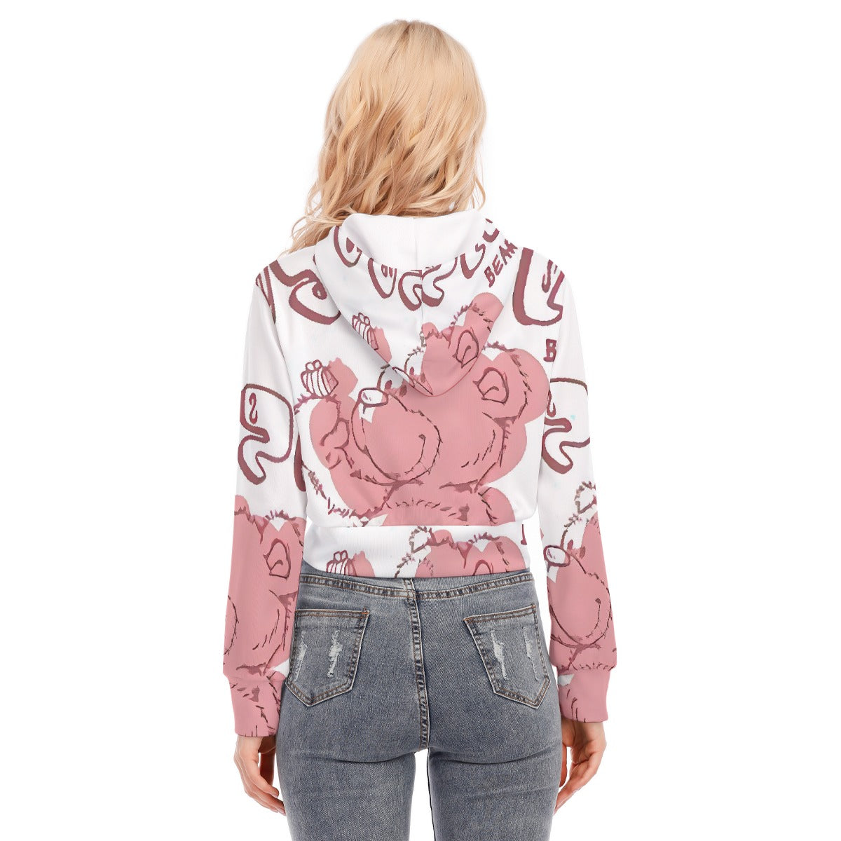 All-Over Print Women's Crop Top Hoodie With Zipper Closure