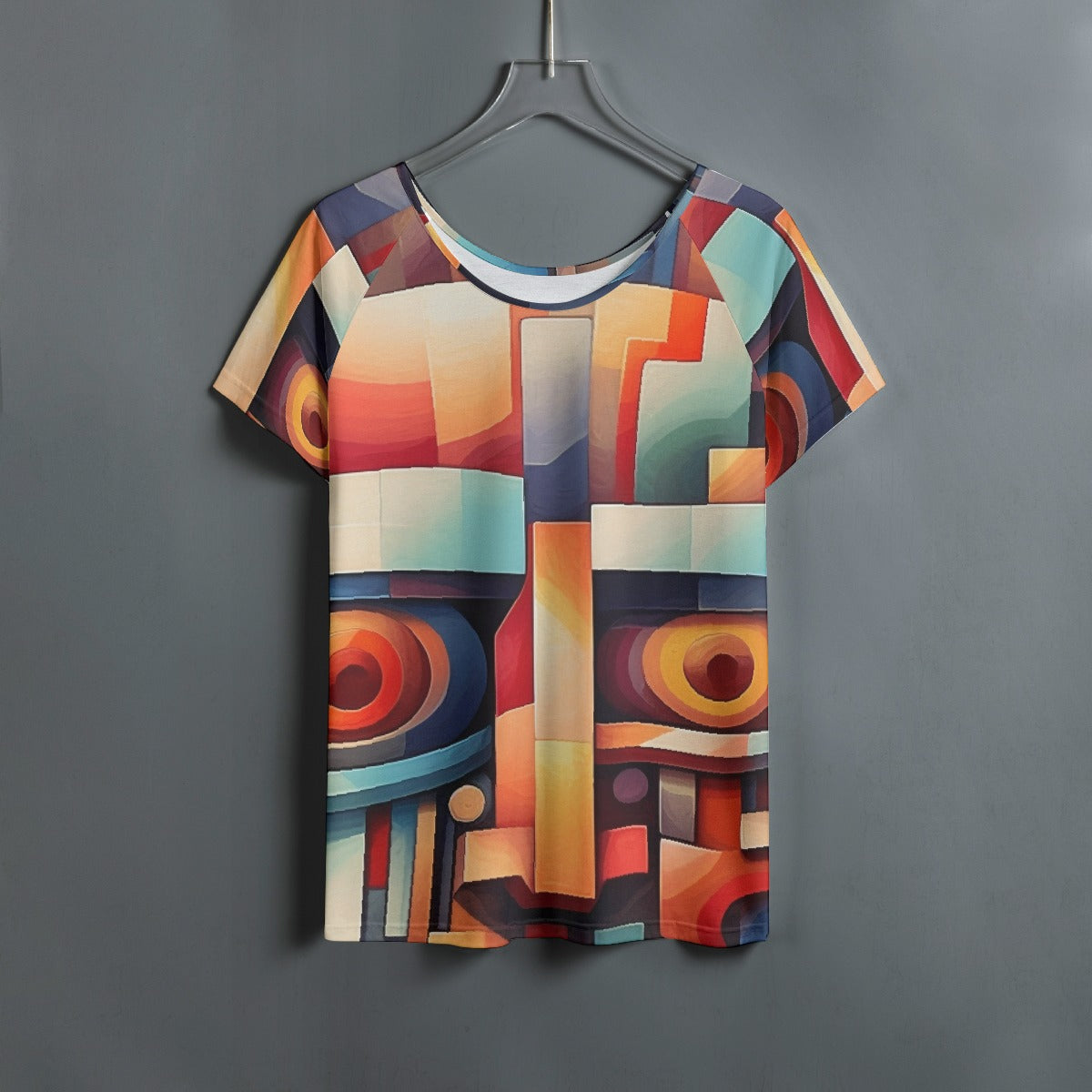 All-Over Print Women's Round Neck T-shirt With Raglan Sleeve