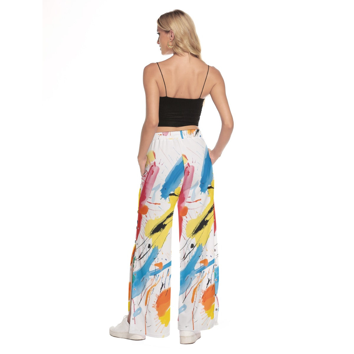 All-Over Print Women's Side Slit Snap Button Trousers