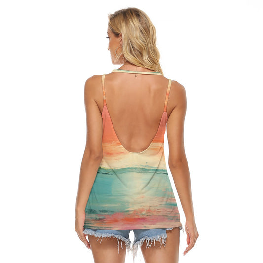 All-Over Print Women's Halter Top With Backless