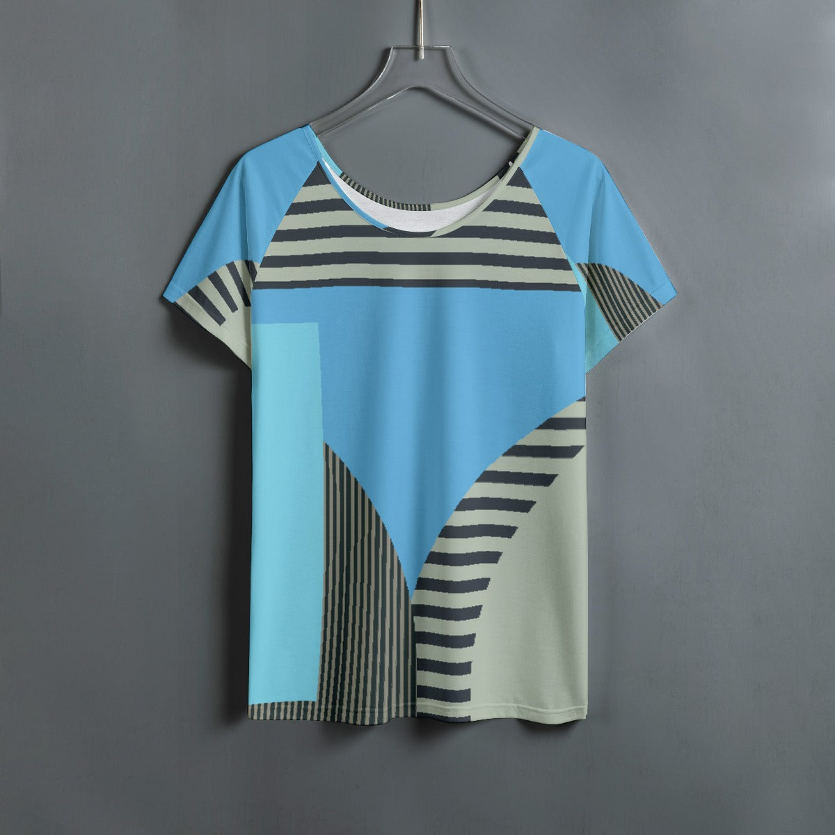 All-Over Print Women's Round Neck T-shirt With Raglan Sleeve