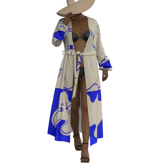 All-Over Print Women's Lace-up Chiffon Robe