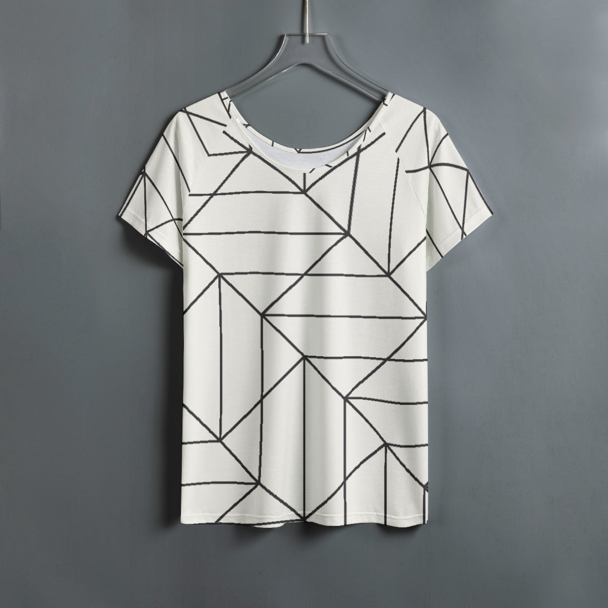 All-Over Print Women's Round Neck T-shirt With Raglan Sleeve