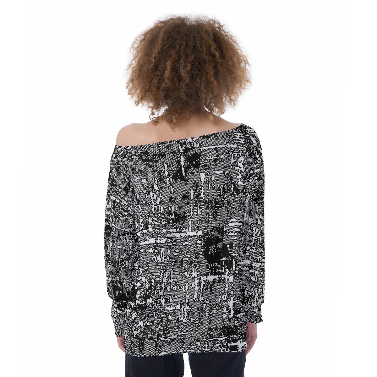 All-Over Print Oversized Women's Off-Shoulder Sweatshirt