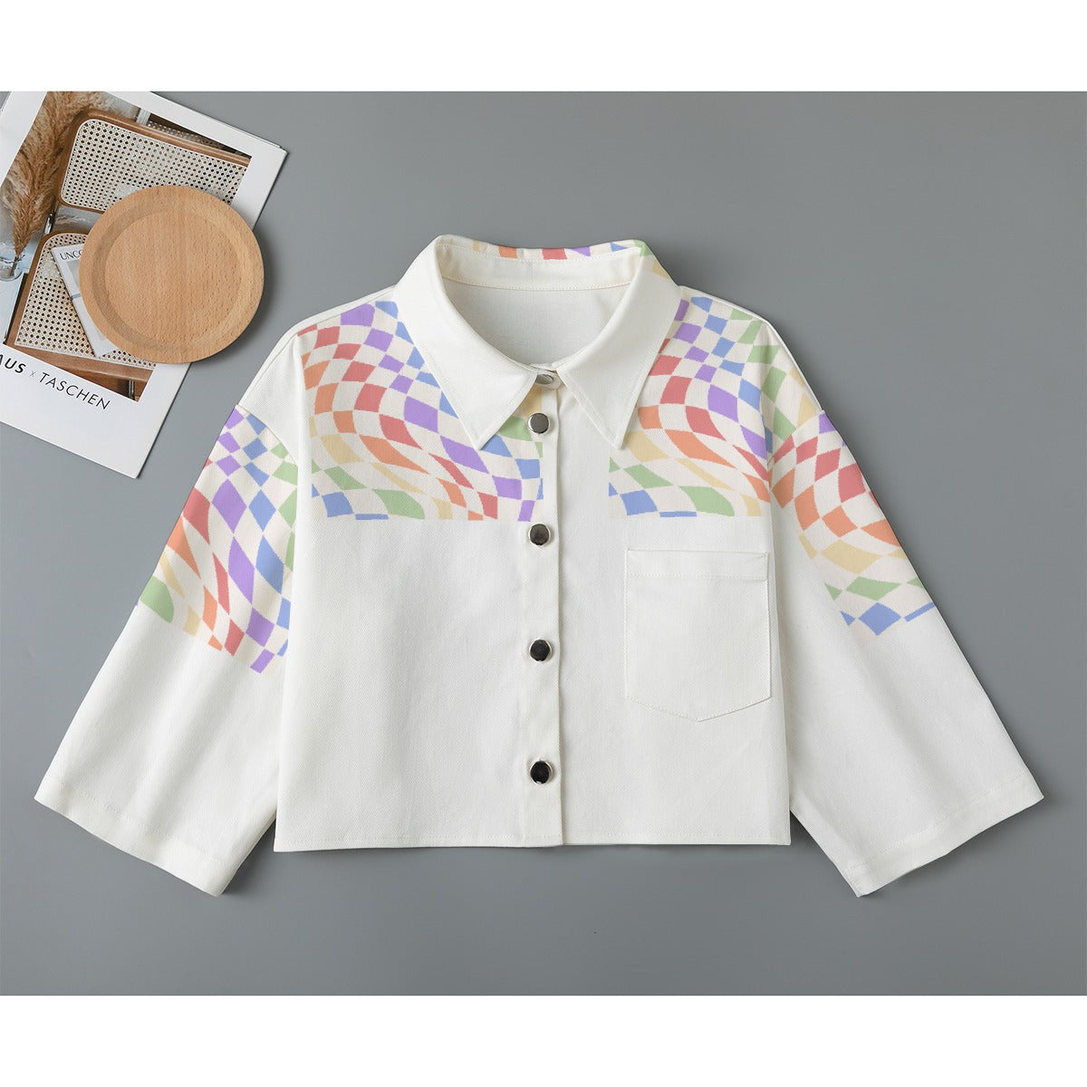 All-Over Print Women's Cropped Jacket | 245GSM Cotton