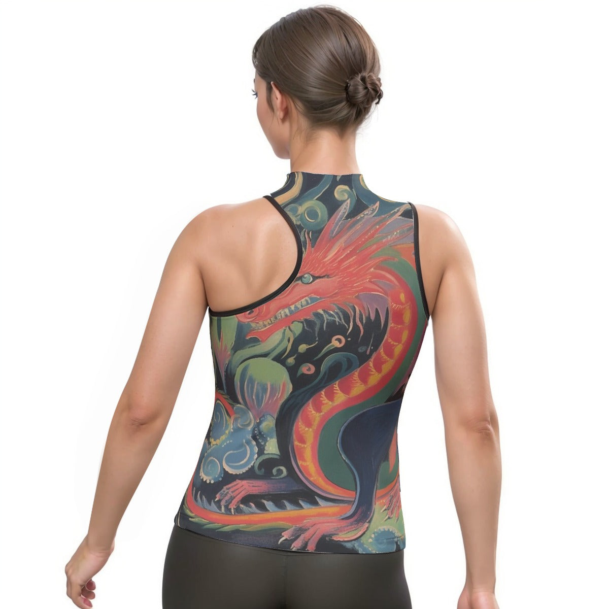 All-Over Print Women's Halter Sleeveless Asymmetrical Tank Top