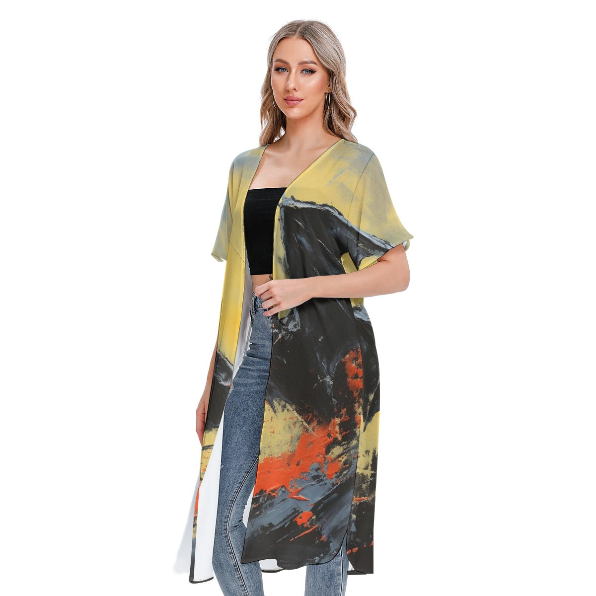 All-Over Print Women's Short Sleeve Cardigan