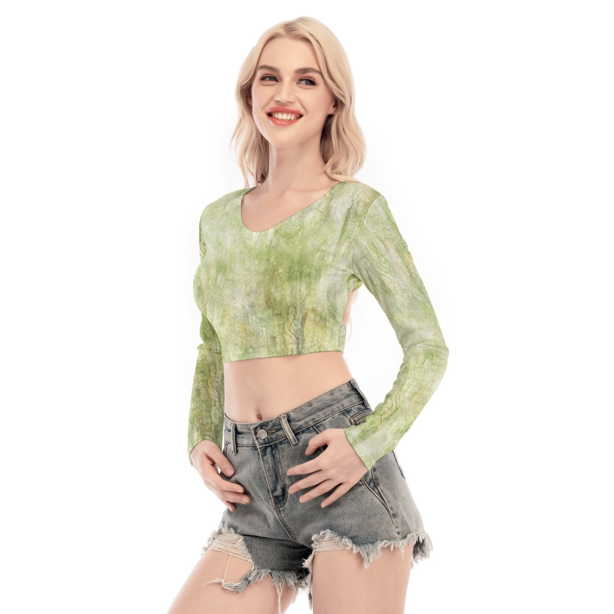 All-Over Print Women's Back Hollow T-shirt With Strap