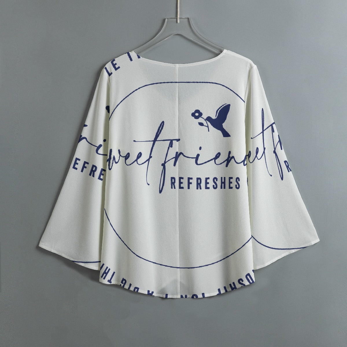 All-Over Print Women's V-neck T-shirt With Irregular Hem