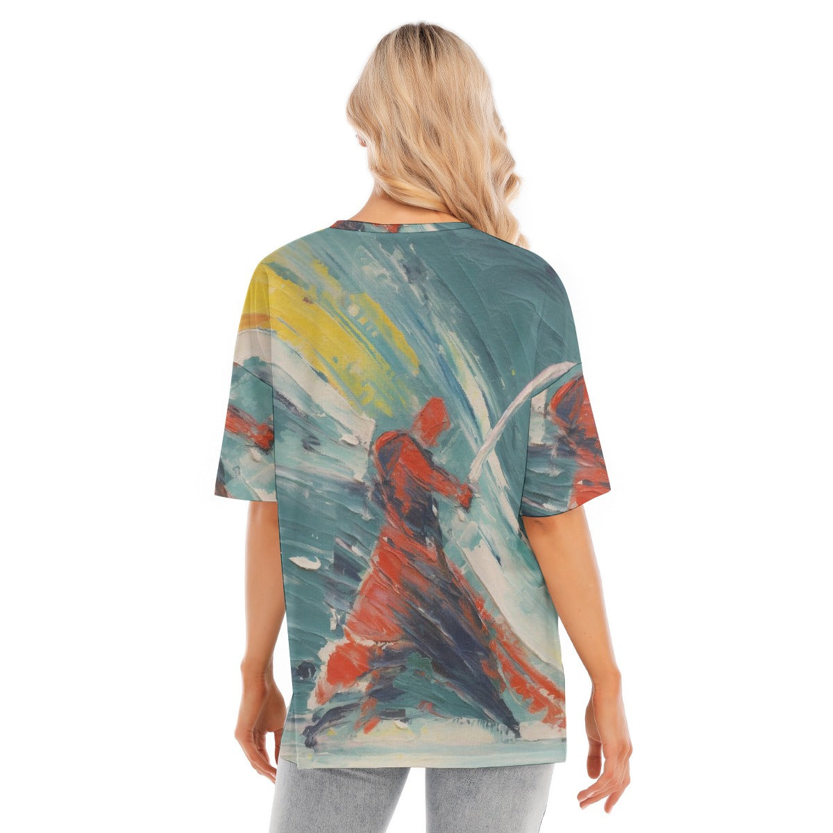 All-Over Print Women's Short Sleeves T-shirt With Hem Split