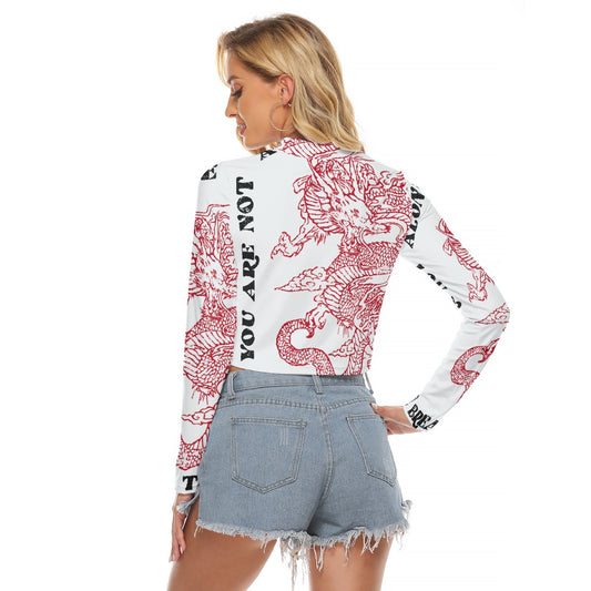 All-Over Print Women's Hollow Chest Keyhole Tight Crop Top