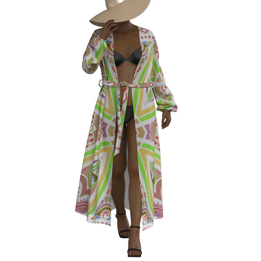 All-Over Print Women's Lace-up Chiffon Robe