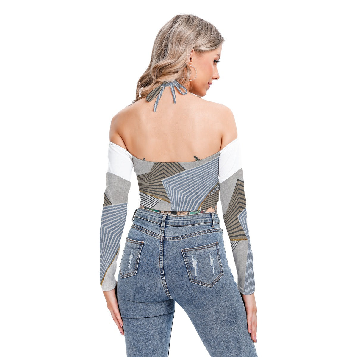 All-Over Print Women's Halter Lace-up Top