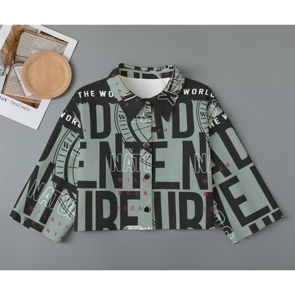 All-Over Print Women's Cropped Jacket | 245GSM Cotton