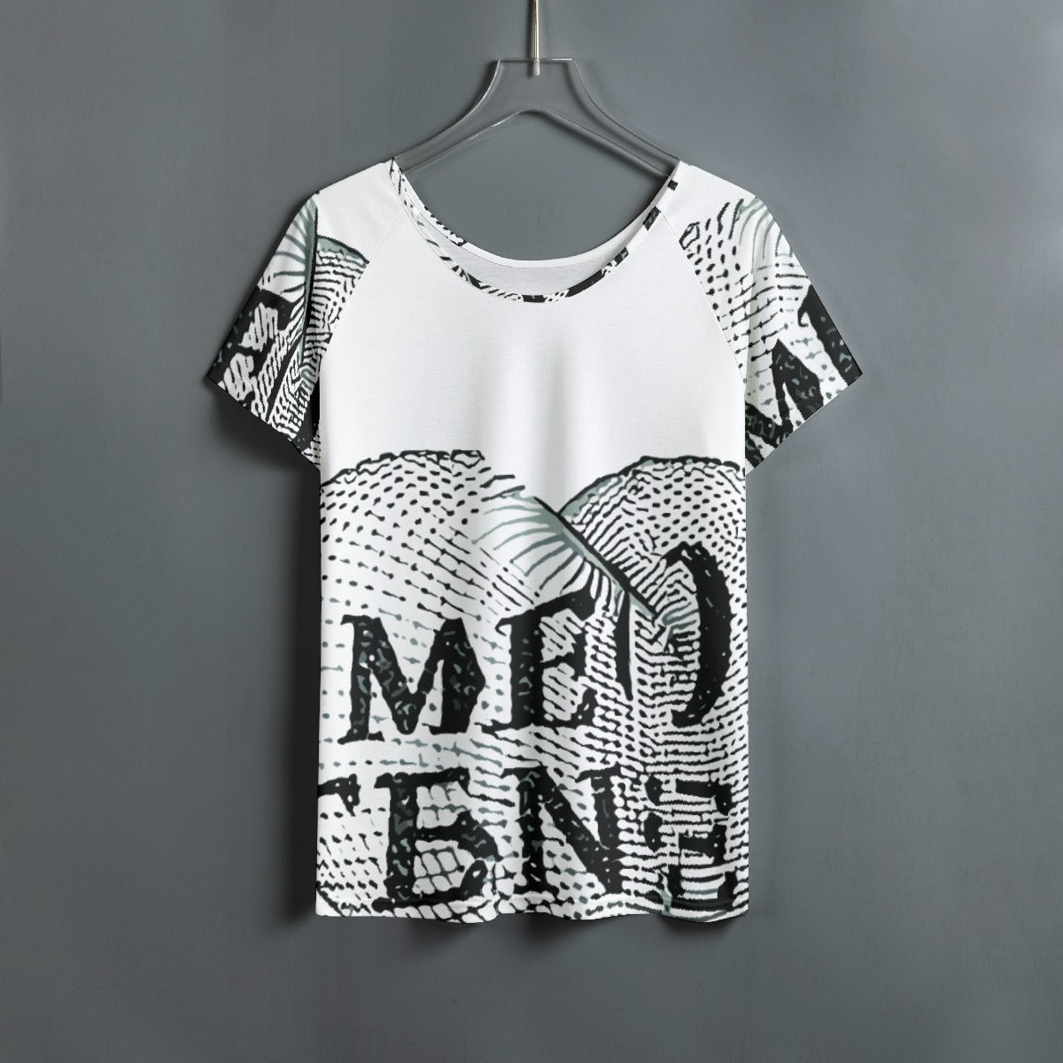 All-Over Print Women's Round Neck T-shirt With Raglan Sleeve