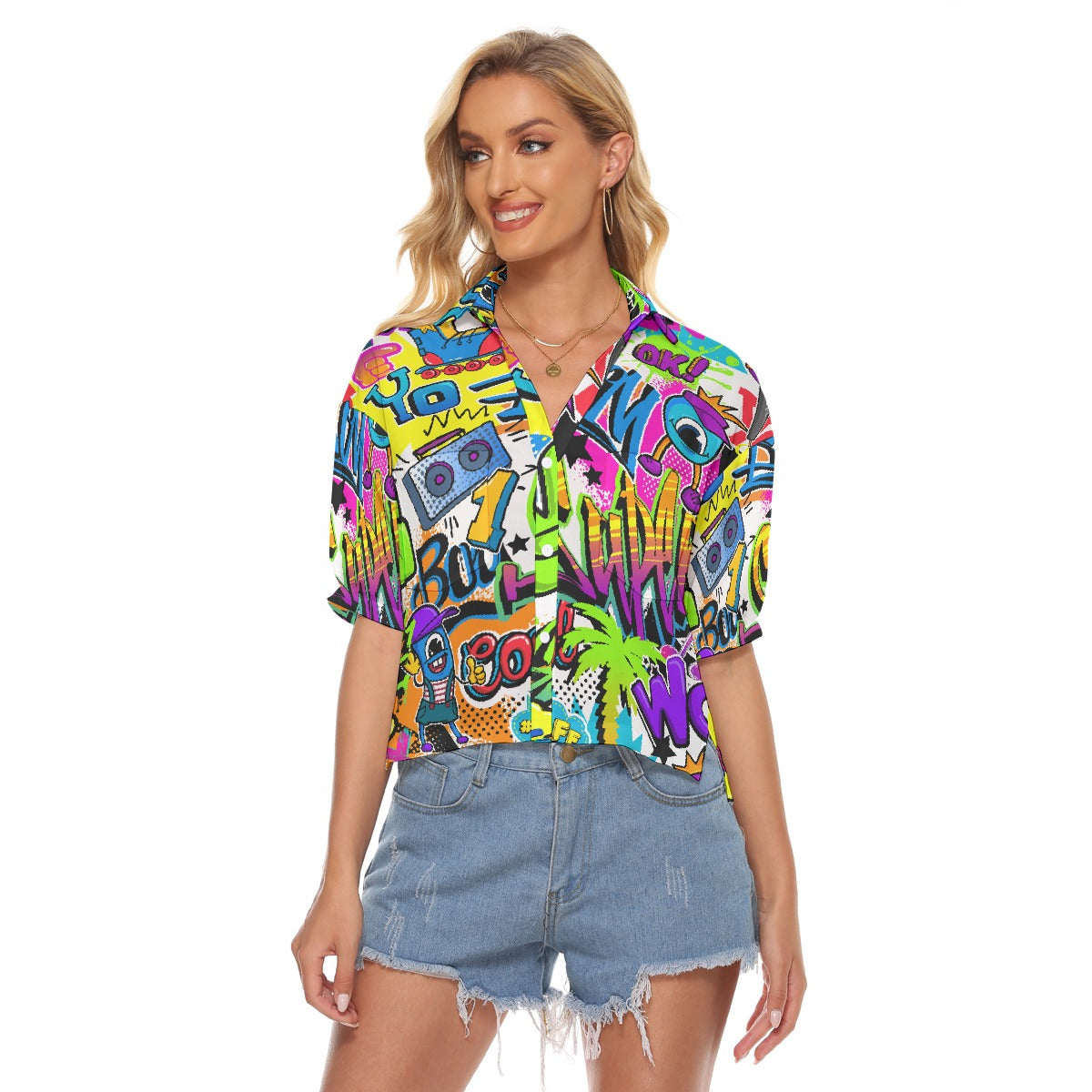 All-Over Print Women's V-neck Shirts