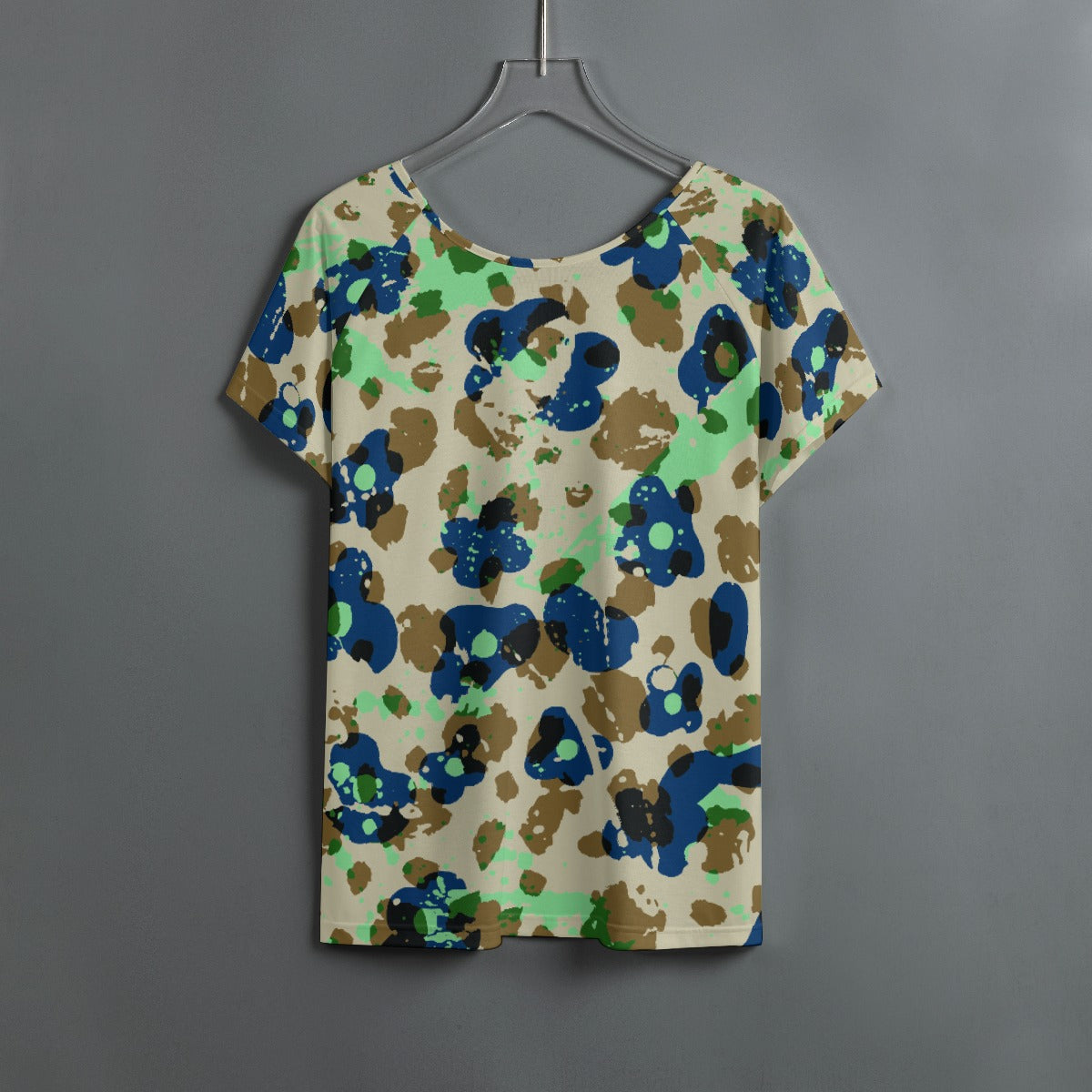 All-Over Print Women's Round Neck T-shirt With Raglan Sleeve