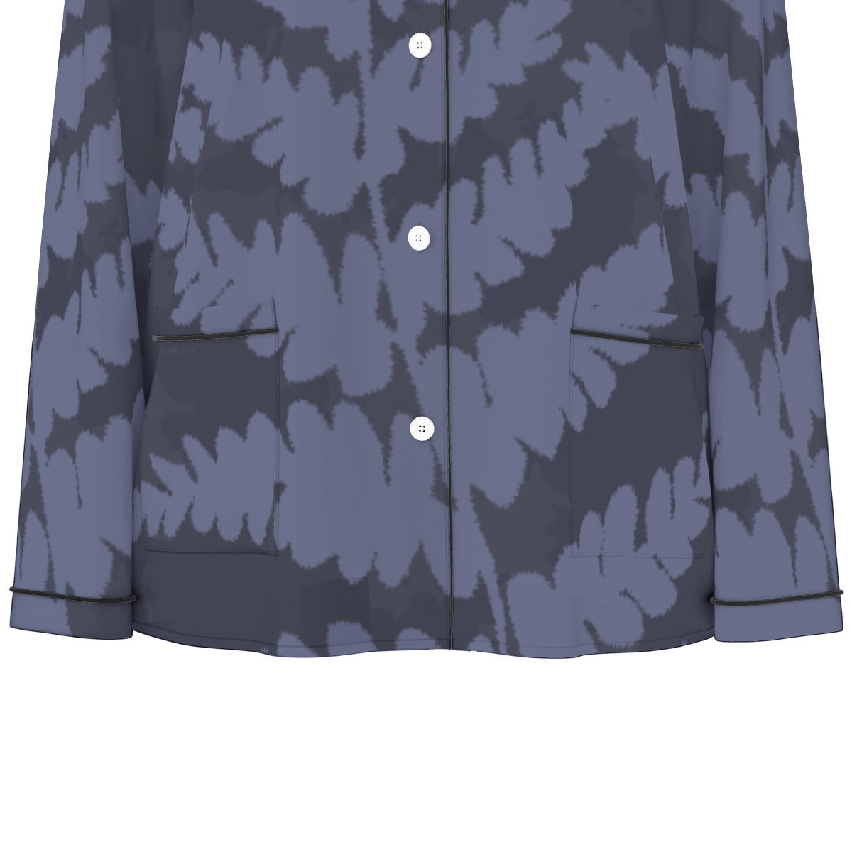 All-Over Print Women's Long Sleeve Pajama Set With Black Contrast Piping