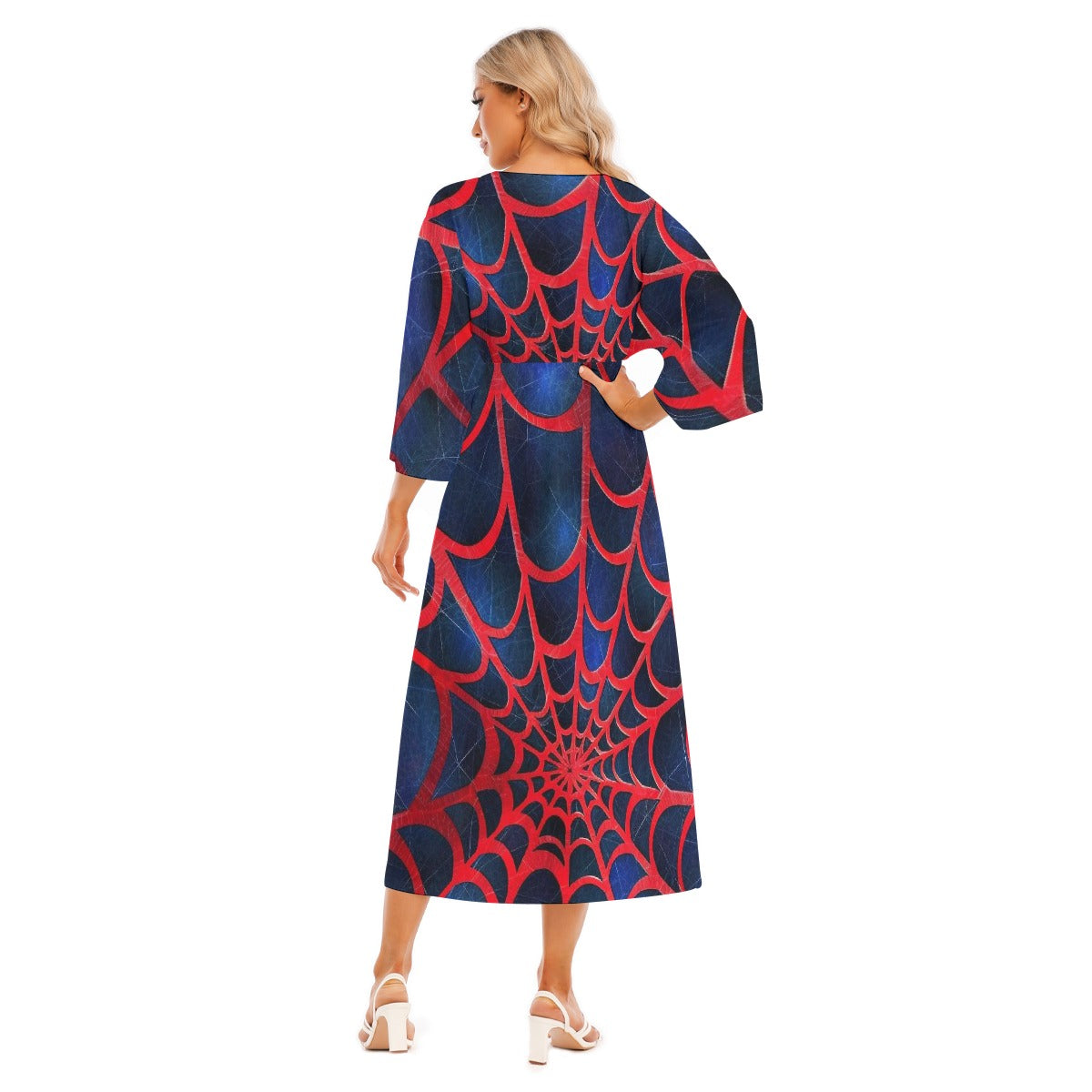 All-Over Print Women's Mid-Sleeve Long Dress