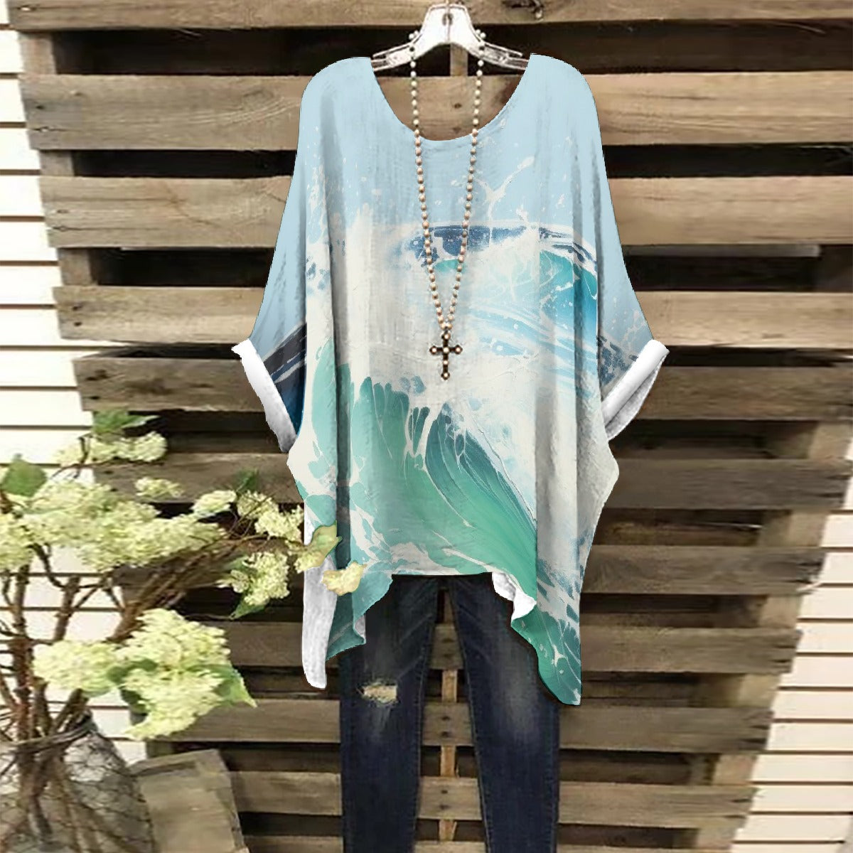 All-Over Print Women's Bat Sleeve Shirt